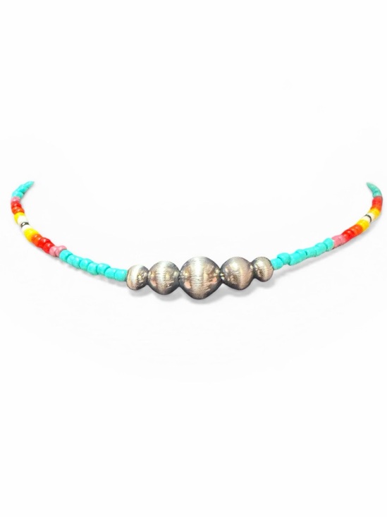 Jewelry - Turquoise Multicolored Western Navajo Beaded, seed beads,Necklace,chocker